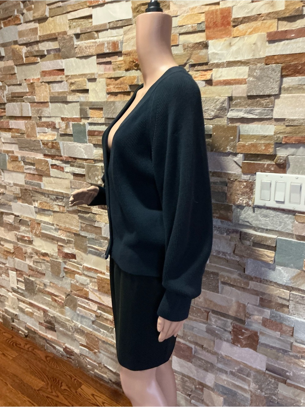 COS Black V-Neck Button-Front Ribbed Cardigan - Picture 2 of 10
